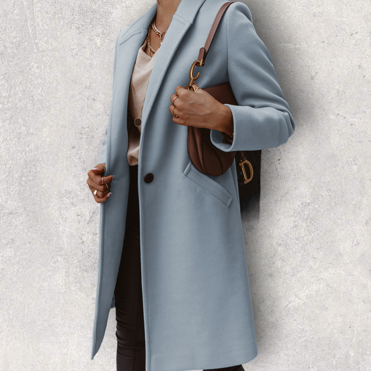 Long Sleeve Longline Coat with Pockets