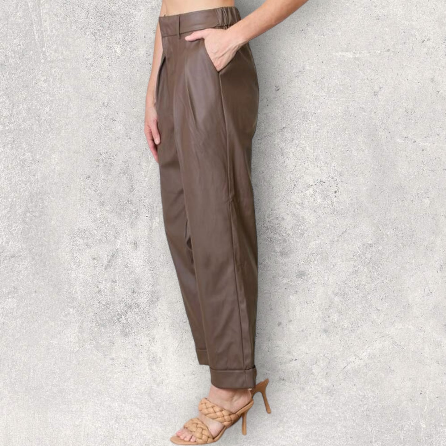 Zenana Leather Straight Pants