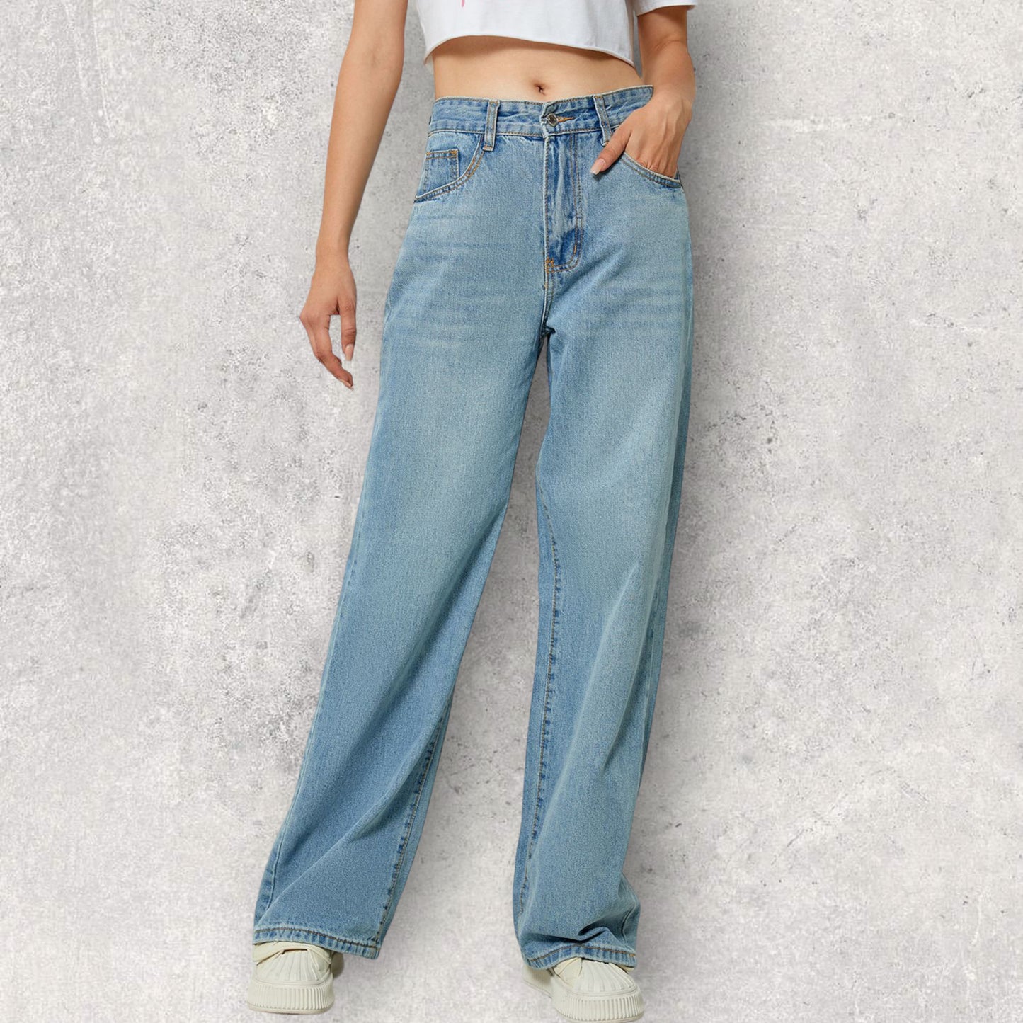 Pocketed Long Jeans