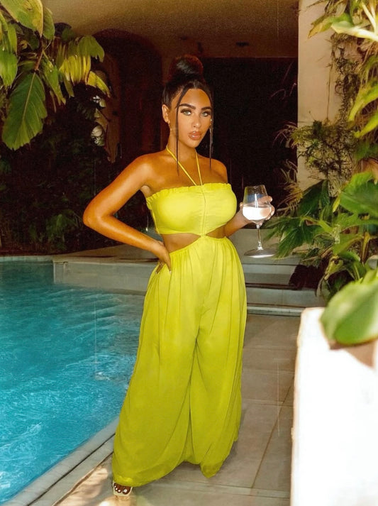 Summer Bright Green Sage Jumpsuit