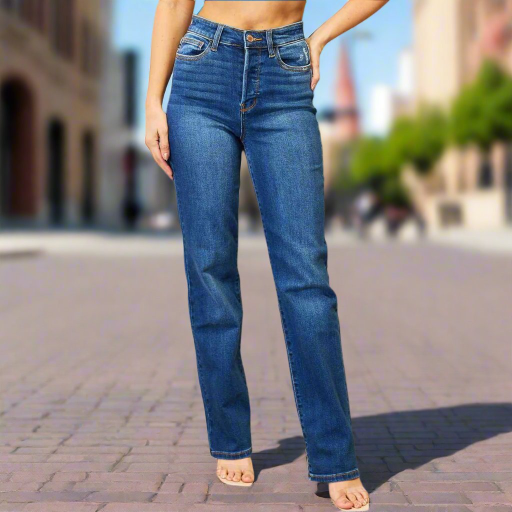 Judy Blue Full Size Straight Leg Jeans with Pockets