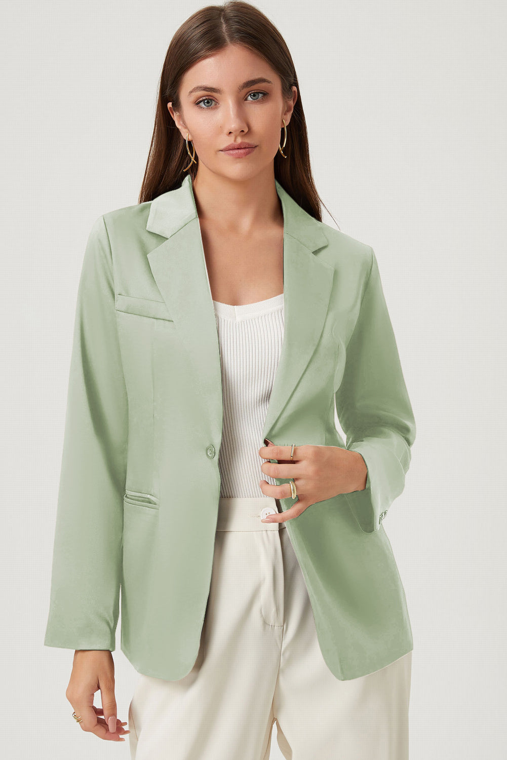 Long Sleeve Lapel Collar Blazer