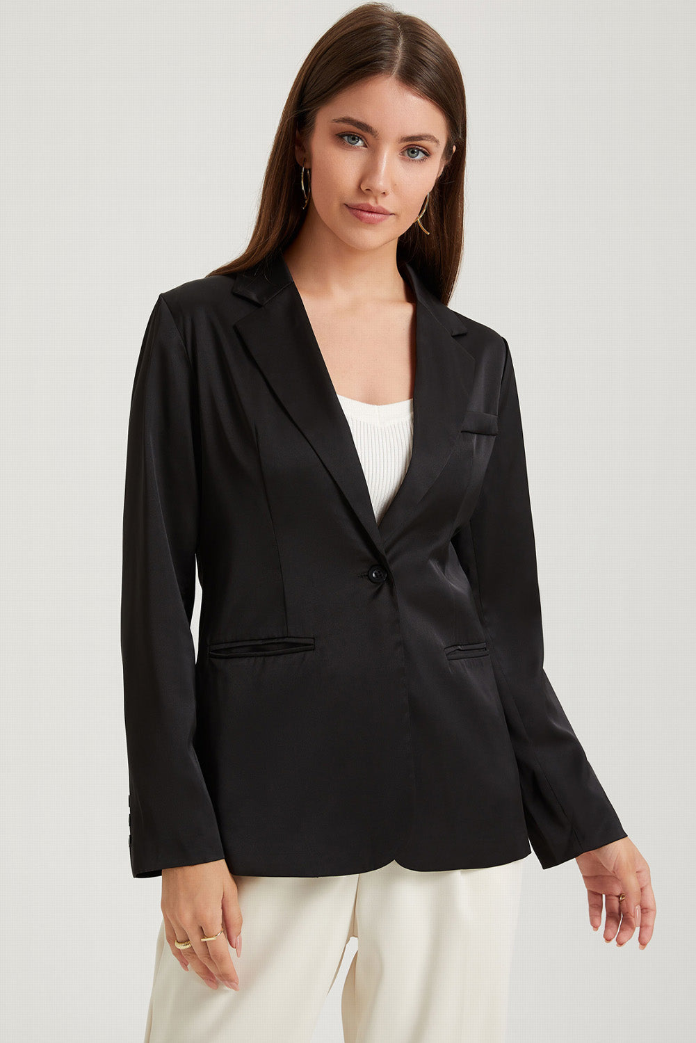 Long Sleeve Lapel Collar Blazer