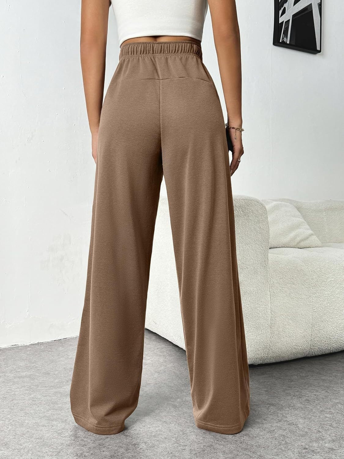 Drawstring Wide Leg Pants with Pockets