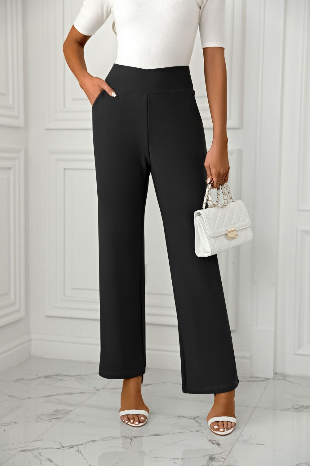 High Waist Straight Leg Pants