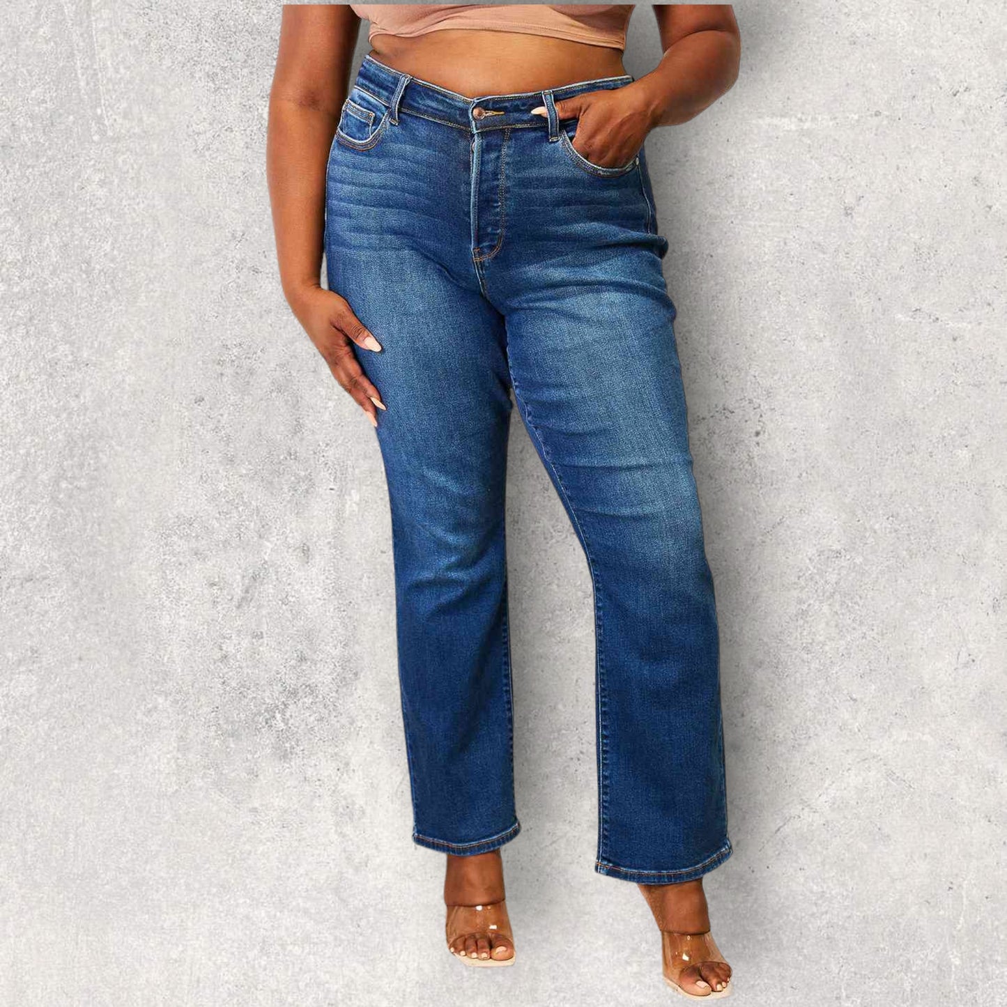 Judy Blue Full Size Straight Leg Jeans with Pockets