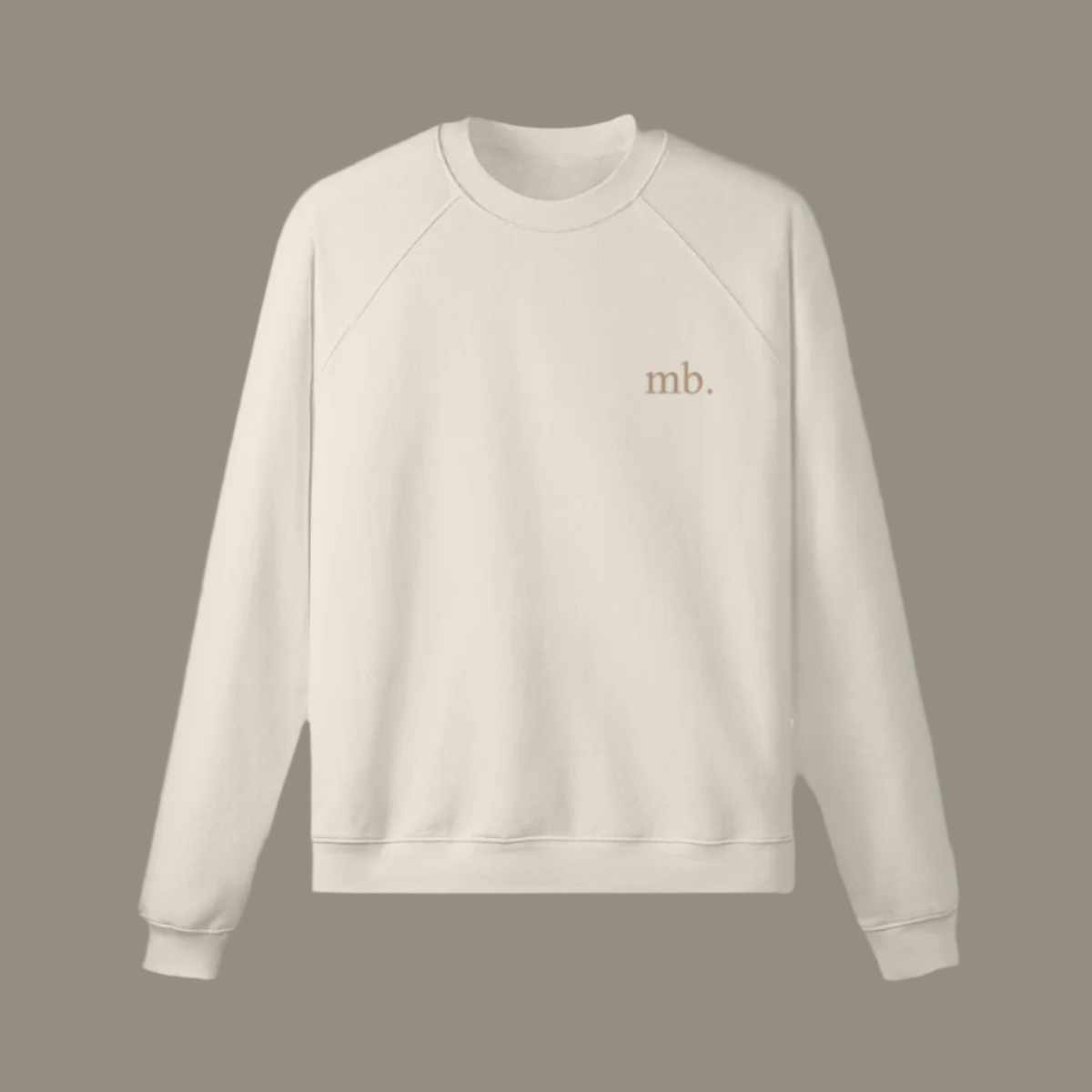 embroidered crewneck mb. logo in cream side chest