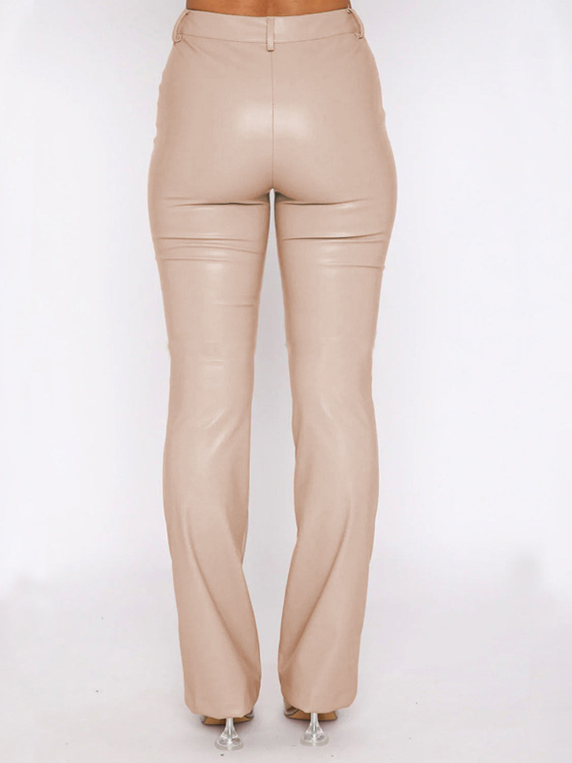 Leather High Waist Straight Pants